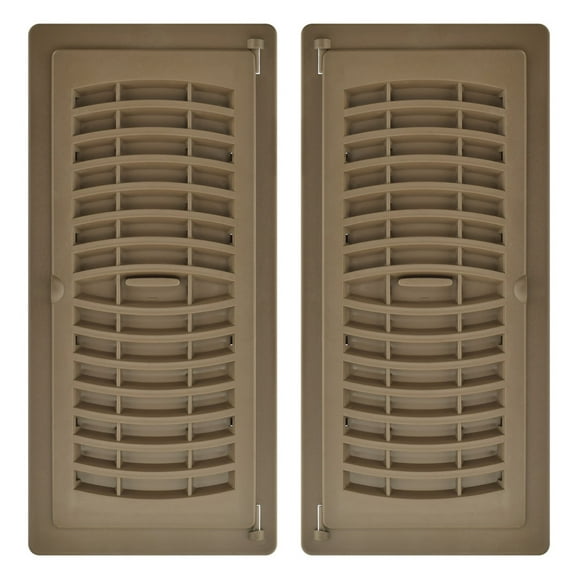 4in x 12in Plastic Rust Proof Tan Pop-Up Heating and Cooling Floor Register (2 PACK) - Overall Dimensions 5 1/4in x 13 1/4