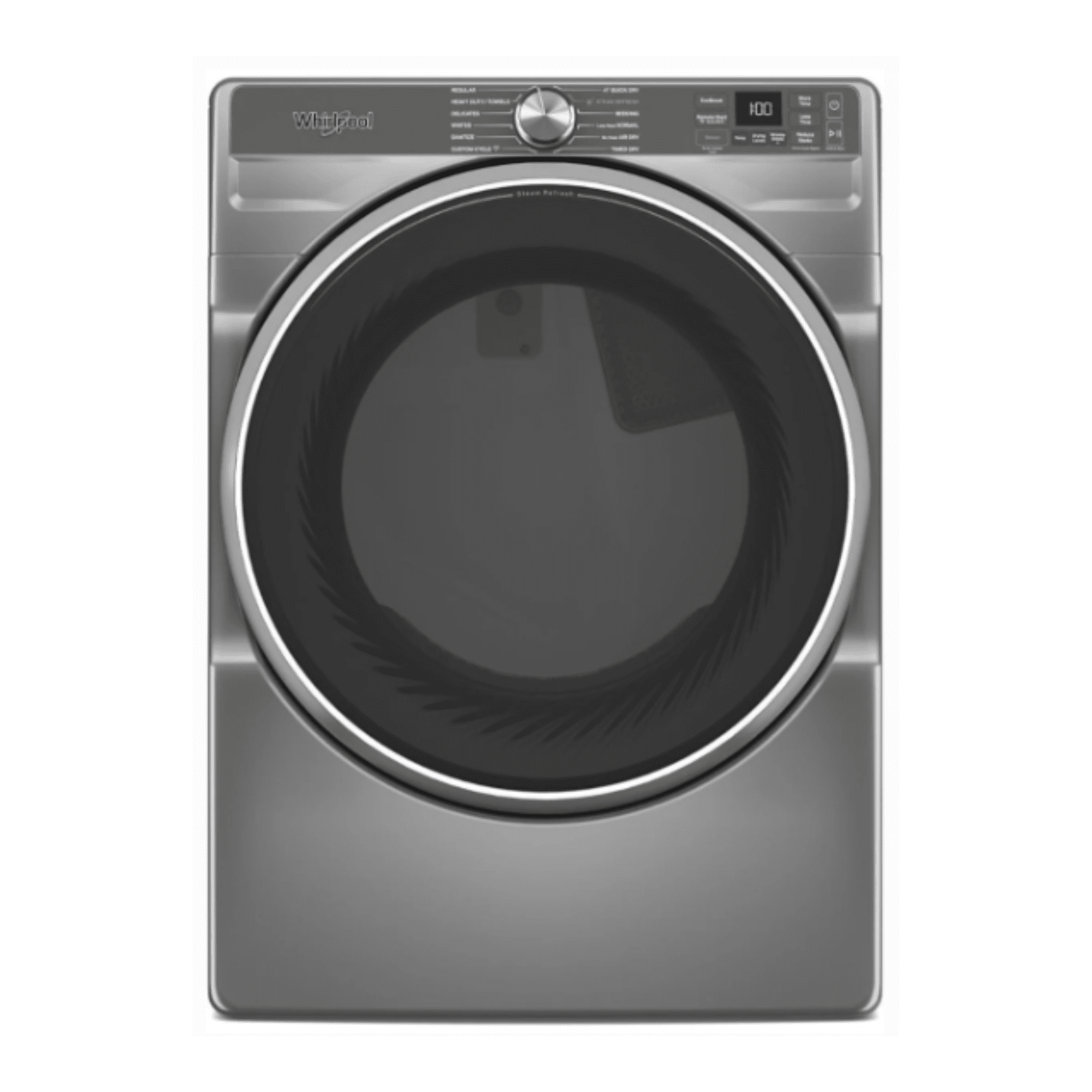 Whirlpool 27 Inch Smart Front Load Electric Dryer with 7.4 cu ft Capacity, Wrinkle Shield Option with Steam EcoBoost Option, and ENERGY STAR in Silver WED6720RR