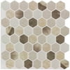 MTO0097 5PK Peel and Stick Modern Hexagon Beige Gold Vinyl Mosaic Tile