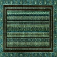 thumbnail image 1 of Ahgly Company Machine Washable Indoor Square Abstract Turquoise Blue Modern Area Rugs, 8' Square, 1 of 4