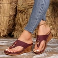 thumbnail image 2 of ShiShine Women's Hollow out Thong Wedge Slide Sandals Open Toe Slip On Beach Vacation Walking Shoes, 2 of 7
