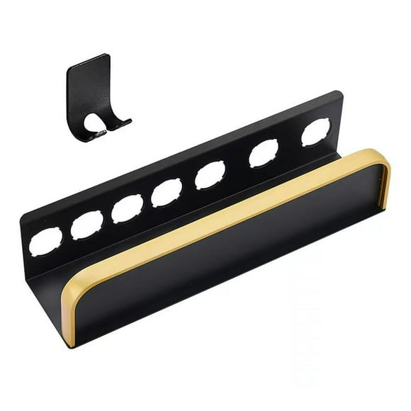 Colgador para secadora, herramienta de peinado, organizador de almacenamiento, soporte para palos, organizador de baño, soporte para secador de pelo, Negro Salvador  Soporte para secador de pelo