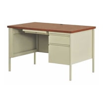Hirsh Office Desk, Right Hand Pedestal, 48"W x 30"D, Putty/Oak 20436