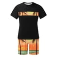 thumbnail image 5 of VBTAPA Men's Summer Tracksuit 2 Piece Beach Outfits Tropical Print Crewneck Tee and Shorts Set Casual Sweat Suit with Pockets Today's Sales Black L, 5 of 6