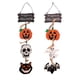 thumbnail image 2 of 2 piezas de letrero de bienvenida de Halloween, letrero colgante de calabaza, letrero de madera con castillo de calabaza feliz Halloween, letreros de decoración fantasma, 2 of 5
