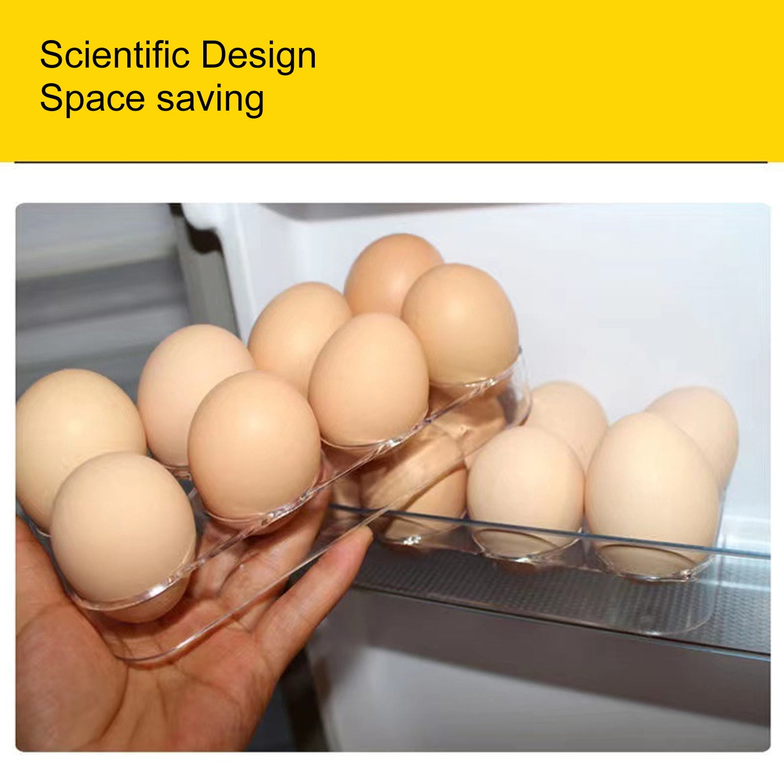 Refrigerator Egg Tray, Transparent Egg Holder Durable Plastic Independent Slots Practical 2pcs 8 Grids  For Cabinet