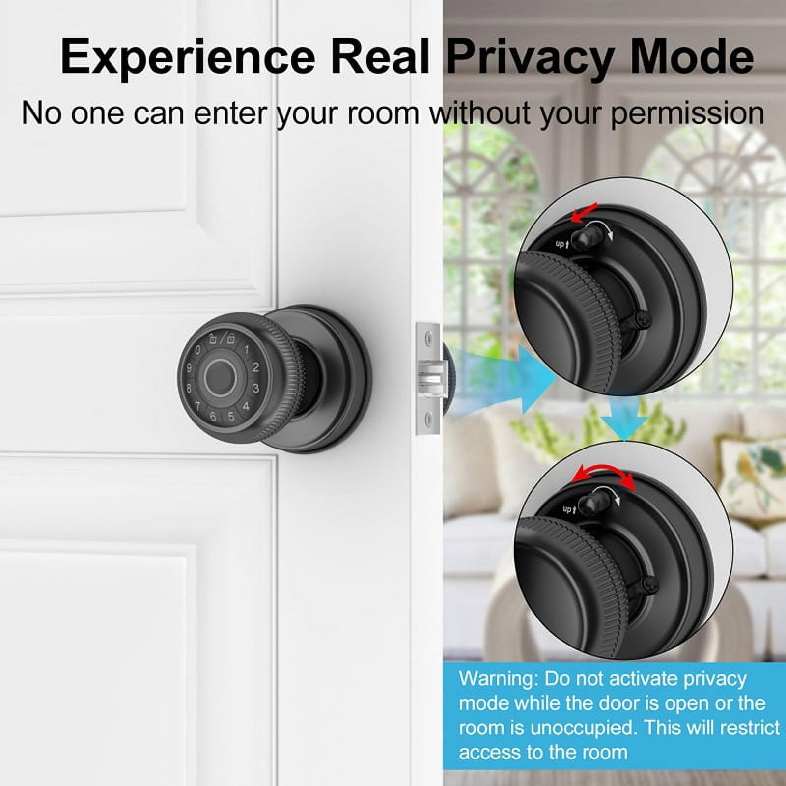 4-in-1 Smart Door Knob, Fingerprint Door with App Control, Smart Fingerprint Door Lock with Keypad, for Home,Office