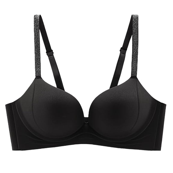 Bosfbaoi Women's Seamless Wireless Push Up Bra, Glitter Strap Invisible Bralette, Lightweight Comfort Everyday Wear for Women