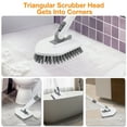 thumbnail image 4 of YEERSWAG Shower Cleaning Brush with 46" Extendable Long Handle, 4-in-1 Tub & Tile Scrubber, 180° Locking Swivel Head, Stiff Bristle Brush, 2 Scouring Pads & 1 Microfiber Pad for Bathroom Cleaning, 4 of 11