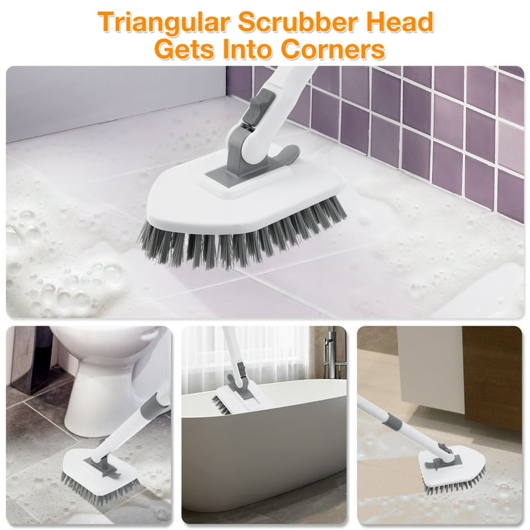 Bathtub Tub Scrubber with Long Handle Scrub Brush for Shower, 48.4 Shower  Scrubber Brush for Cleaning, 2 in 1 Shower Cleaning Brush Tile Tub Cleaner
