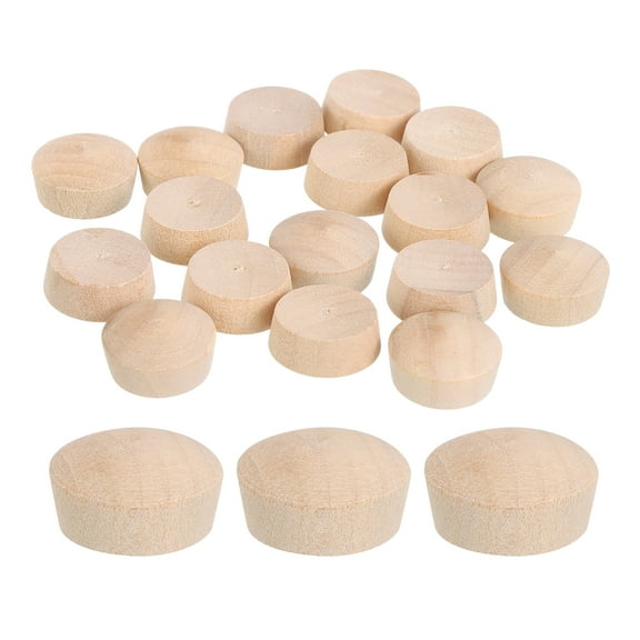 Uxcell 40Pack Wood Button Plugs, 18.5mm/0.73" Flat Head Hardwood Screw Hole Plug Wooden Caps Buttons Wood Plug