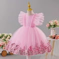 thumbnail image 5 of Makaor Flower Girl Dress for Weddings Ruffle Ruched Formal Dresses Mesh Cap Sleeve Ball Gown Dress Empire Waist Birthday Party Dresses, 5 of 8