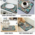 thumbnail image 4 of 2 Pack Washable Rubber Bohemian Vintage Floral Dish Drying Mats for Kitchen Counter Home Large Coffee Bar Pad Accessories and Decor for Utensils Stemware (2pcs 19.5''x12''), 4 of 6