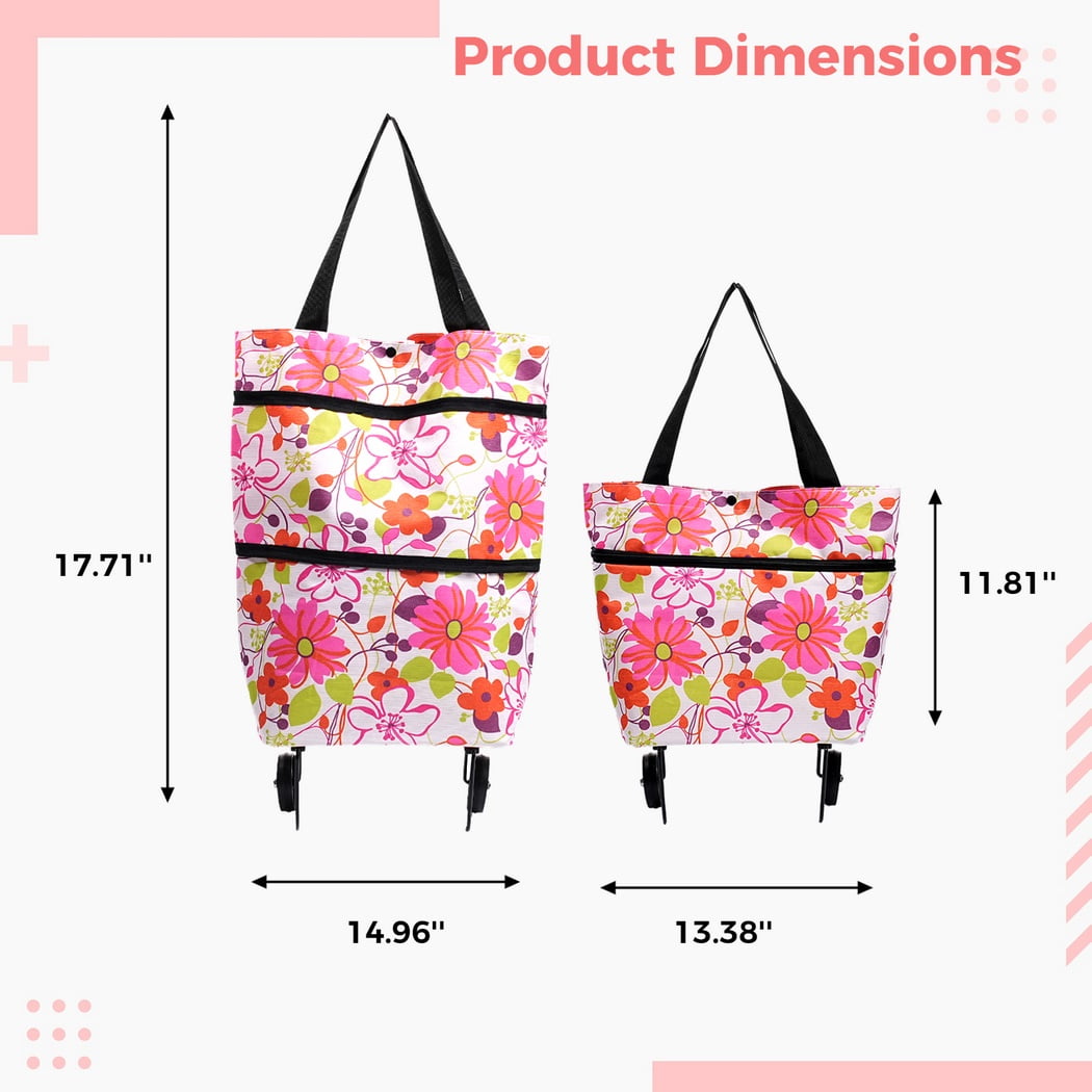  Tote Bags Large Trolley Bag for Shopping Collapsible Shopping Bags  Large Grocery Pouch Collapsible Trolley Bag Grocery Tote Bag Outdoor  Storage Bag Wheel Tape Portable Metal Elder Hemoton : Health 