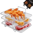 thumbnail image 1 of Air Fryer Rack, 3 Tier Grid Air Fryer Dehydrate Rack, Multifunctional Stackable Stainless Steel Grill Pan for Ninja Foodi AG300 AG400 DZ201 DZ40 Air Fryers, Ovens, Press Cookers, 1 of 6