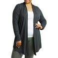 thumbnail image 3 of Cardigan - Womens Classic Chic Rayon Fabric Cardigan Sweater for Layering All Season Open Drape Cute Comfortable, Plus, Dark Grey, Size: X-Large, Sofra, 3 of 4