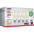 thumbnail image 4 of Satco Nuvo 100W Equivalent Warm White A19 Medium Clear LED Light Bulb (4-Pack), 4 of 6
