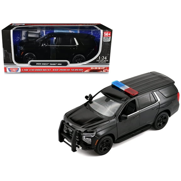 2025 Chevrolet Tahoe PPV Black "Custom Builder's Kit - Law Enforcement and Public Service" Series 1/24 Diecast Model Car by Motormax