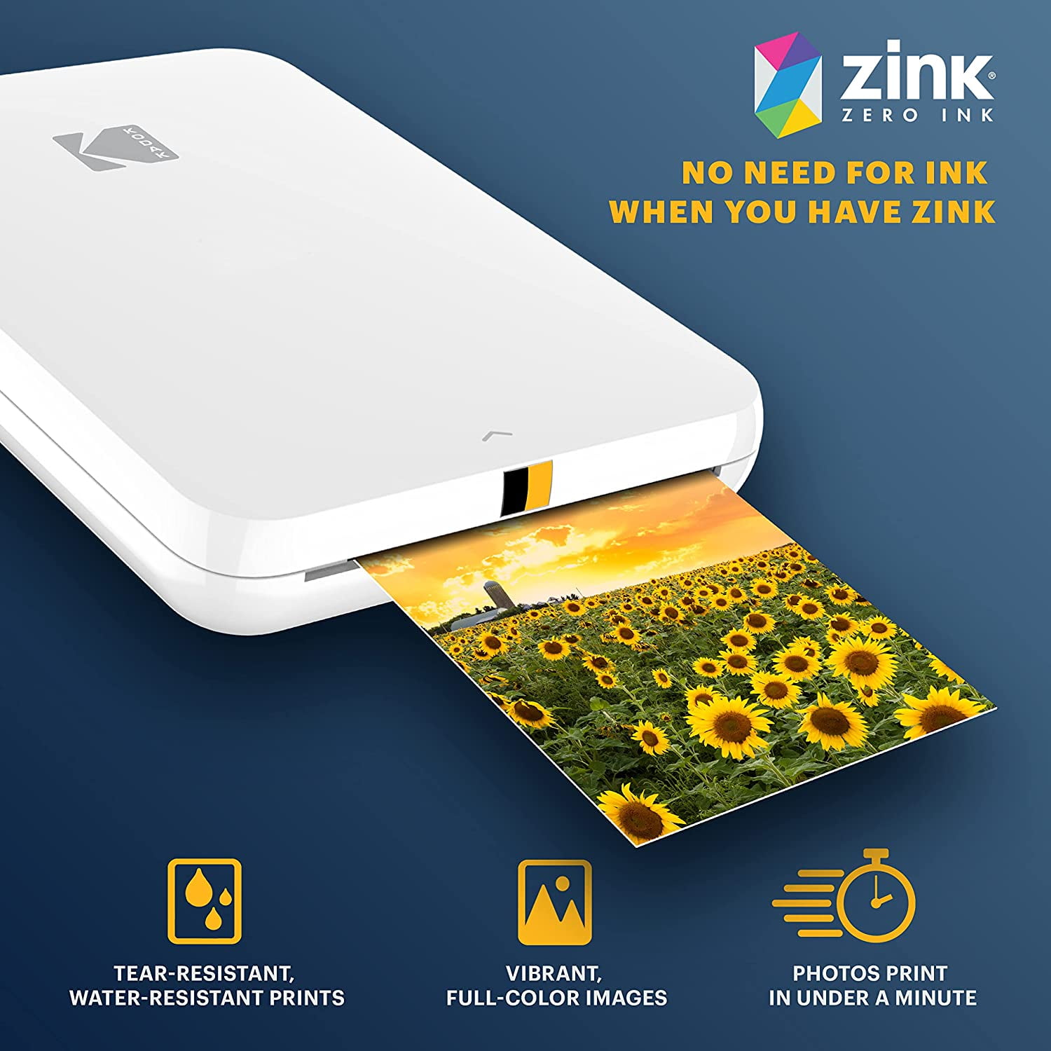KODAK Step Wireless Mobile Photo Mini Color Printer (White) Go Bundle, 2x3