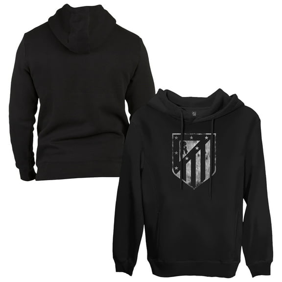 Men's-1863FC  Black Atletico de Madrid Badge Fleece Pullover Hoodie