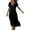 Black, variant on Youmylove Women's Summer Shirt Dress Linen V Neck Short Sleeve Loose Casual Dress For Women Solid Color Comfortable Day Dress Long Dress Vacation Outfits