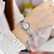 Women Quartz Watches Fashion Elegant Waterproof Wristwatch Petite Bracelet Watch (Silver)