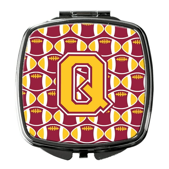 Letter Q Football Maroon and Gold Compact Mirror
