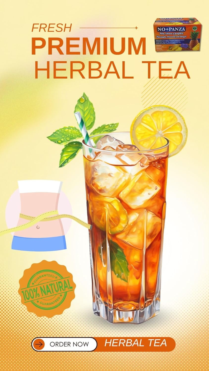 Herbal Tea by High Supreme – 2 Pack (30 Tea Bags Each) – Ginger, Pineapple, Cinnamon & Flaxseed – 100% Natural, Vegan, Caffeine-Free Infusion – Traditional Herbal Blend (Té de Jengibre, Piña, Canela
