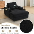 thumbnail image 4 of Modern Style Armchair with Charging Station and a Movable Storage Ottoman, 42.5" Chaise Lounge Sofa Couch with 2 Cup Holders and 1 Phone Holder & Side Pockets for Living Room, Apartment, Office,Black, 4 of 9