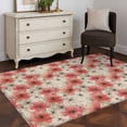 thumbnail image 3 of Area Rugs for Living Room Bedroom, Spring Flowers 4'x6' Rug Washable Carpet Runner Indoor Outdoor, Chinese Botanical Pink White Blooms Floral Non Slip Accent Floor Mats Rug for Kitchen, Office, 3 of 8