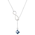 thumbnail image 1 of Delight Jewelry Silvertone Small 3-D Blue Present Box with Bow Silver tone Elegant Infinity Lariat Necklace, 1 of 4