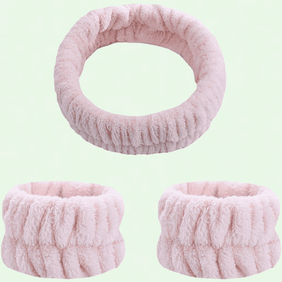 Microfiber SPA Facial Headband and Wristband Set, Reusable and Breathable, Absorbs Water, for Face Washing and More