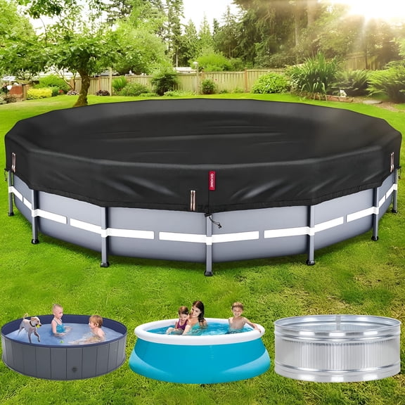 MISSMILE 18 Ft Solar Pool Cover for Above Ground Pools, Black Winter Blanket