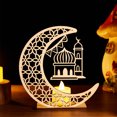thumbnail image 2 of ZAXARRA Eid Crafts Night Light, Battery Operated 3D Wooden Moon Shaped LED Light Home Table Decor, 2 of 6