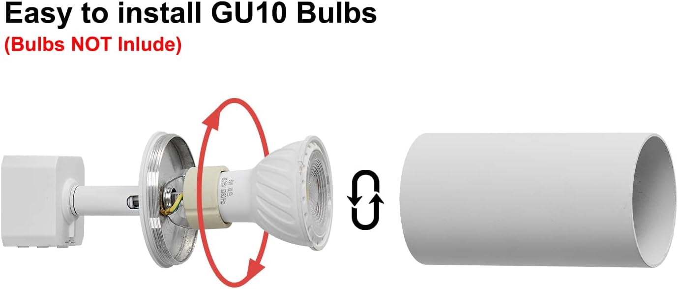 VANoopee GU10 Track Lighting Heads H Type White LED Track Light Heads Compatible with Halo Style System, MR16 GU10 Base Adapter Ceiling Spot Light Fixture Direction Adjustable, Pack of 4, No Bulbs