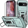 thumbnail image 1 of KOMI for Google Pixel 9a Case with Screen Protector and with Camera Cover, 360°Military Grade Rotatable Kickstand (Heavy Duty) Shockproof Protective, Case for Google Pixel 9a Dark Green, 1 of 5