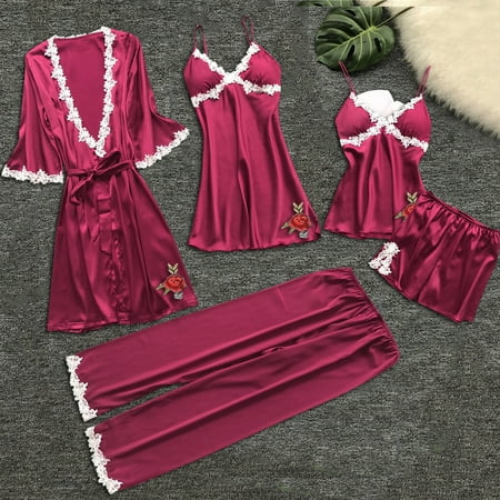 

ãTOTOãIntimates For Women Lace Lingerie Nightwear Underwear Sleepwear Dress 5Pc Suit