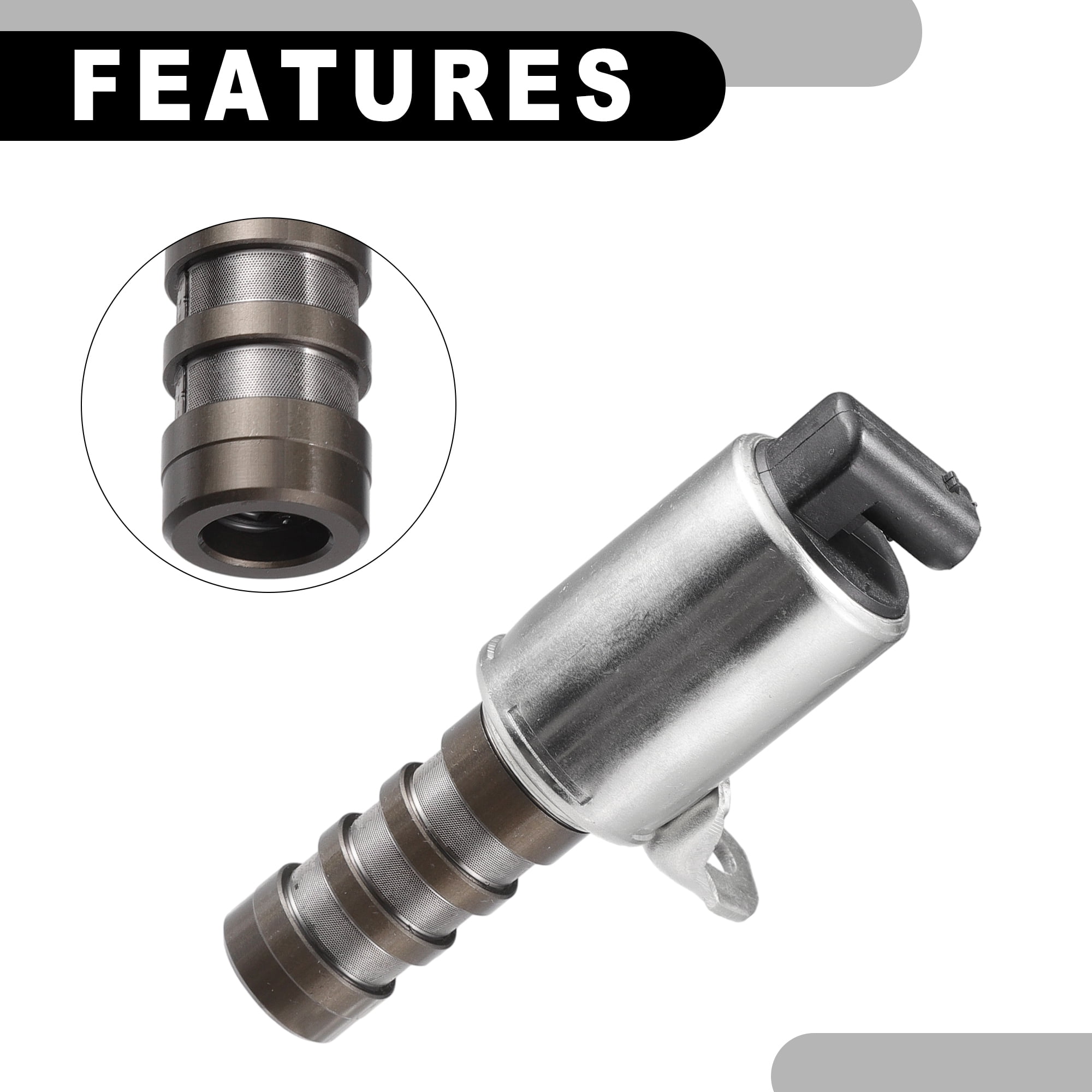Engine Variable Valve Timing VVT Solenoid - for Ford Focus 2011-2018 Metal Silver Tone - 2 Pc