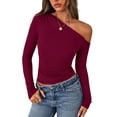 thumbnail image 1 of Remera PRETTYGARDEN Otoño 2025 Burdeos Asimétrica XXL, 1 of 8