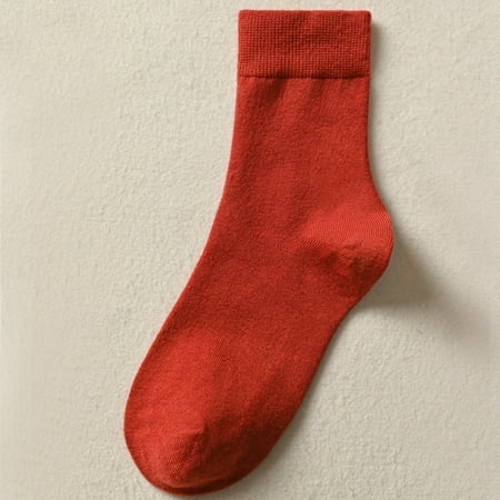 

Wool Socks Ladies Solid Color Winter Padded Cashmere Medium Tube Warm Wool Socks Women 2PCS