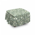 thumbnail image 1 of Garden Ottoman Cover, Pastel Summer Flowers Art, 2 Piece Slipcover Set with Ruffle Skirt for Square Round Cube Footstool Decorative Home Accent, Standard Size, Grey Teal Pale Green, by Ambesonne, 1 of 5