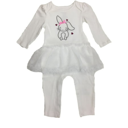 Infant Toddler Girls White Bunny Rabbit Body Suit & Legging White 1PC Outfit 12m