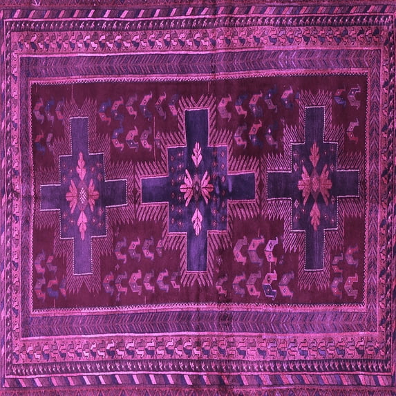 Ahgly Company Indoor Square Persian Purple Traditional Area Rugs, 7' Square