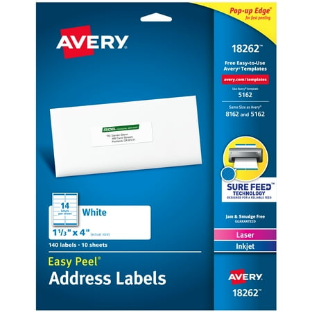 Avery Easy Peel Address Labels 1 1 3 X 4 140 Labels