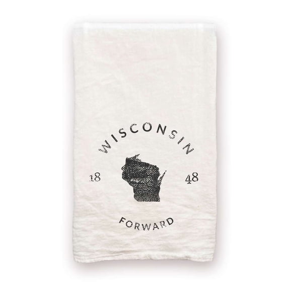 Wisconsin Home State Badge and Motto 100% Cotton Decorative Tea Towel Flour Sack Housewarming Gift
