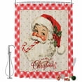 thumbnail image 2 of Christmas Santa Shower Curtains for Bathroom, Red Plaid Buffalo Snowflake Xmas Berry Waterproof Fabric Shower Curtain, Decorative Bathroom Curtain for Bathtub, 36"x72", No Hooks Included, 2 of 9