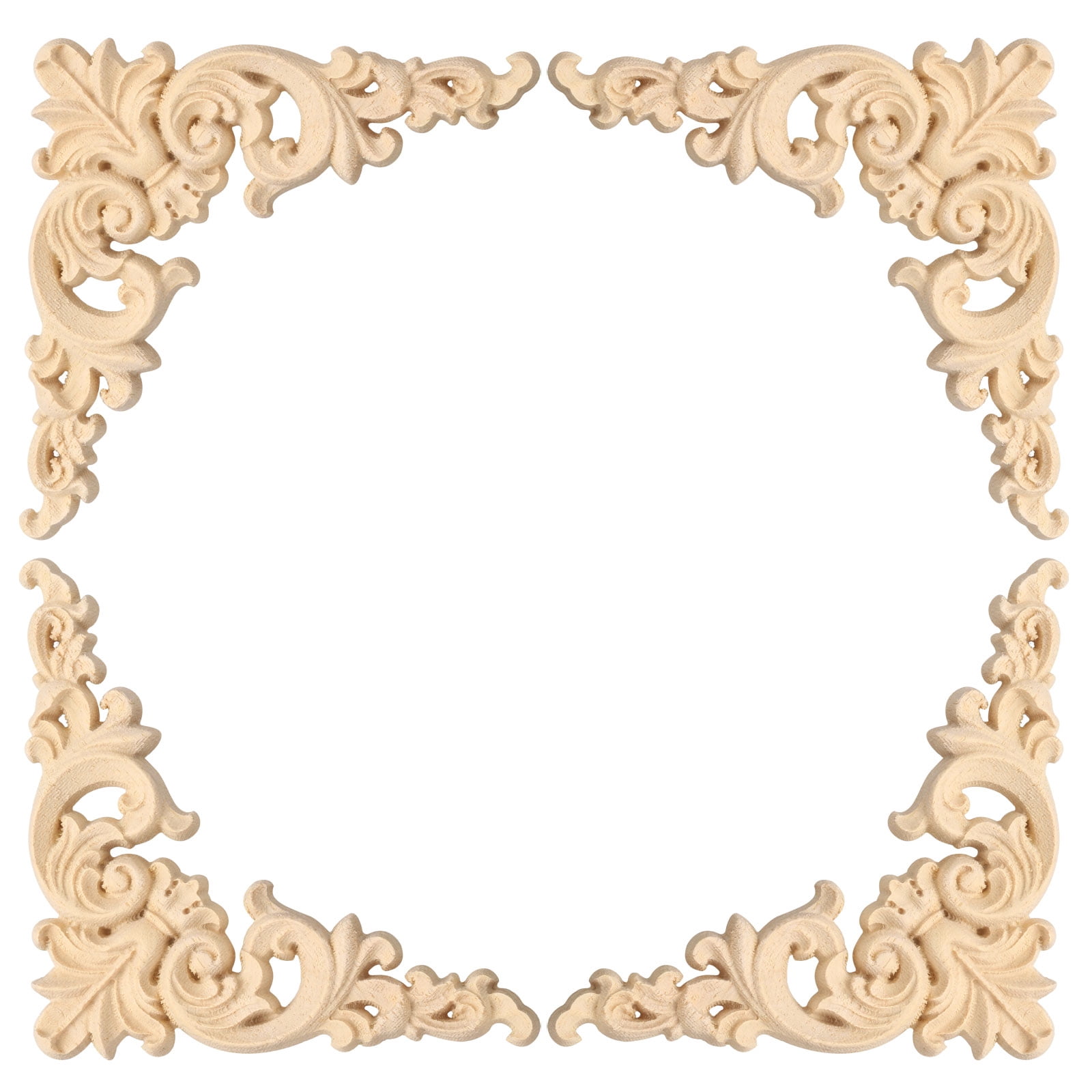 Unique Bargains 4Pcs Carved Wood Appliques Onlays for Walls 12x12cm