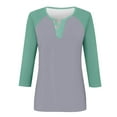 thumbnail image 4 of Bovemsi Women's Long Sleeve Tops Summer Printed Top 3/4 Sleeves Buttons Blouse Short T Shirt V Neck Long Sleeve Blouse, 4 of 5