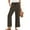 Brown-A4, variant on Women Plus Size Linen Pants for Cover Up Low Rise Ankle Length Drawstring Summer Gauze Pants Elastic Waist Pull on Wide Leg Business Cropped Pants with Pockets Black M