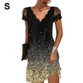 thumbnail image 2 of Sonducket Vestido de mujer con cuello en V Fecha Noche Colegio Escuela Banquete Ropa de verano Vestidos Oro S, 2 of 5